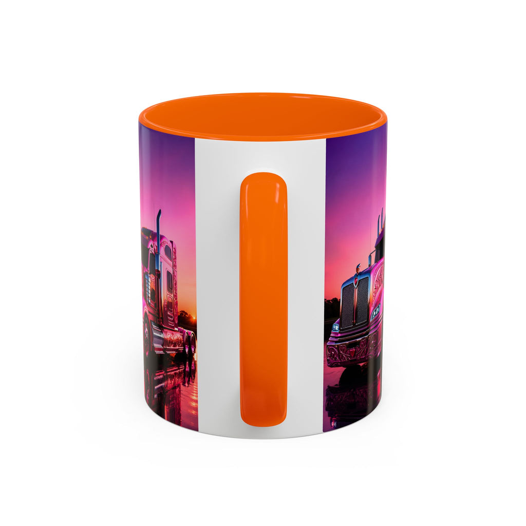Accent Coffee Mug - "The Boss Behind the Wheel's Boss" Pink Semi Truck Driver Coffee Mug