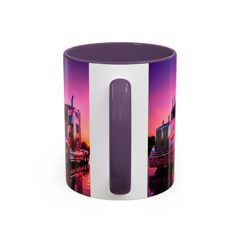 Accent Coffee Mug - "The Boss Behind the Wheel's Boss" Pink Semi Truck Driver Coffee Mug