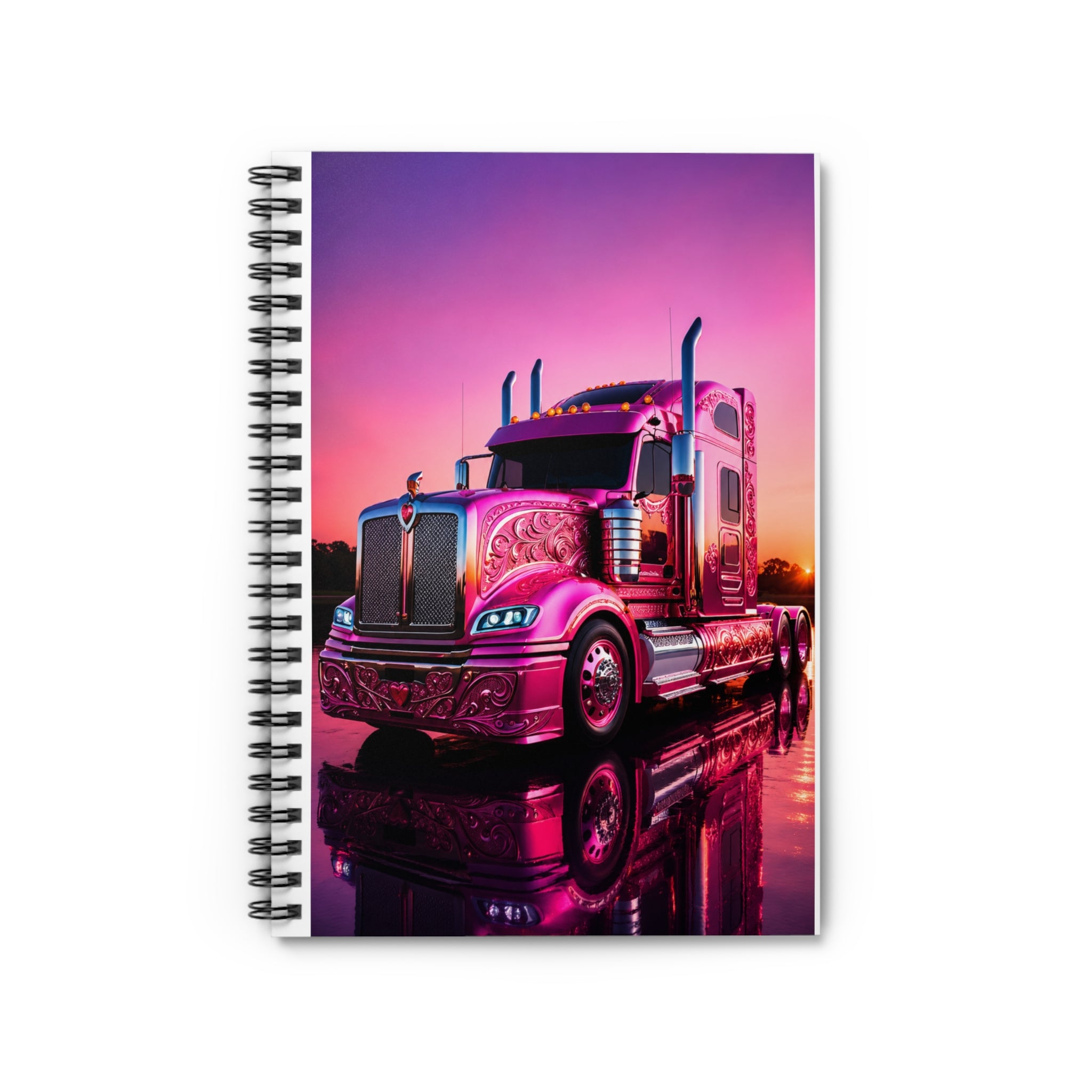 Pink Big Rig Truck Spiral Notebook — Ruled Lined Journal for Truckers & Automotive Lovers