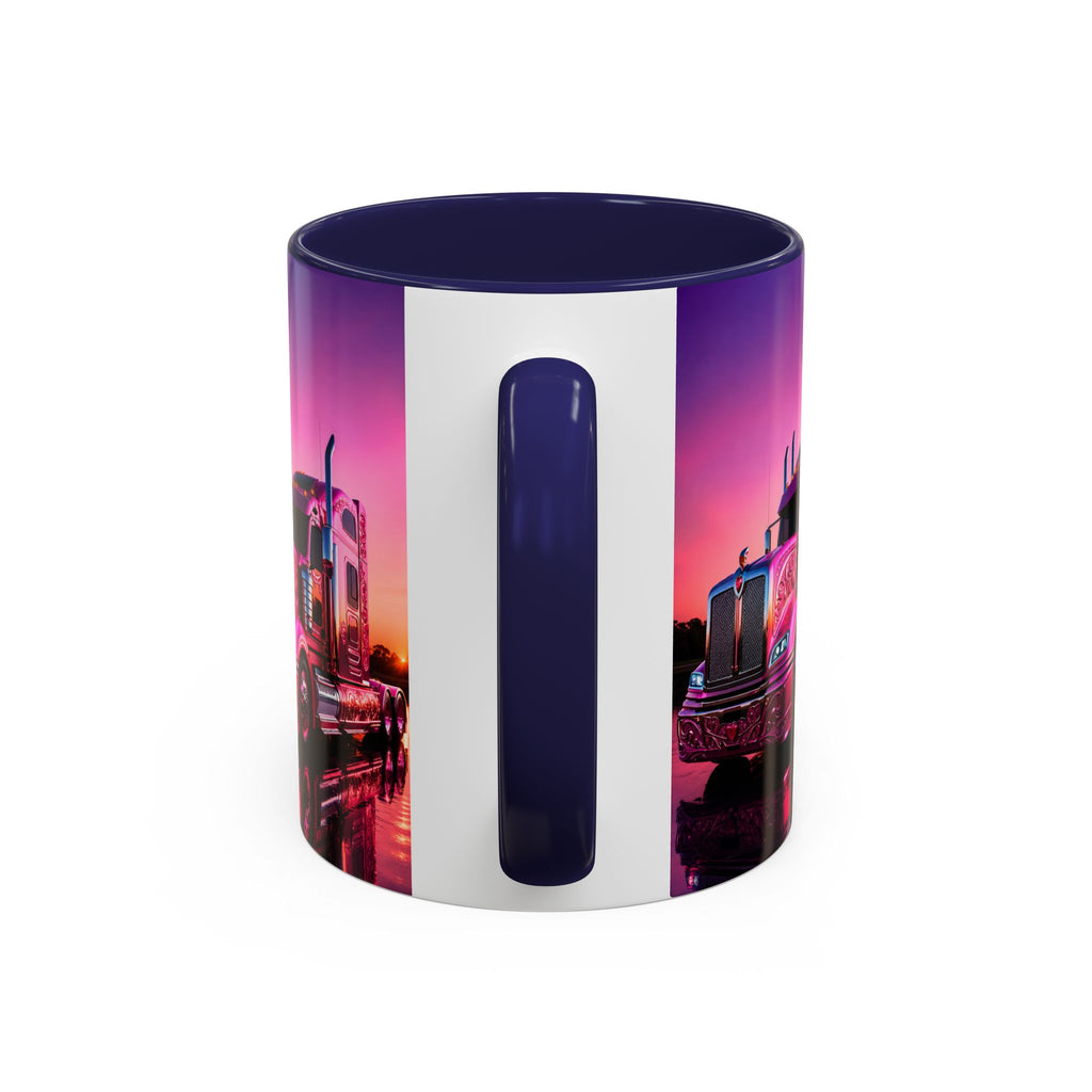 Accent Coffee Mug - "The Boss Behind the Wheel's Boss" Pink Semi Truck Driver Coffee Mug