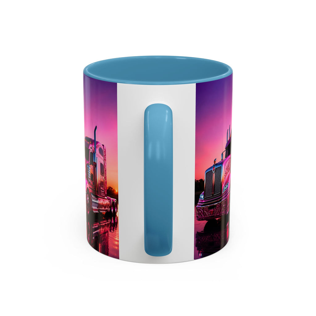 Accent Coffee Mug - "The Boss Behind the Wheel's Boss" Pink Semi Truck Driver Coffee Mug