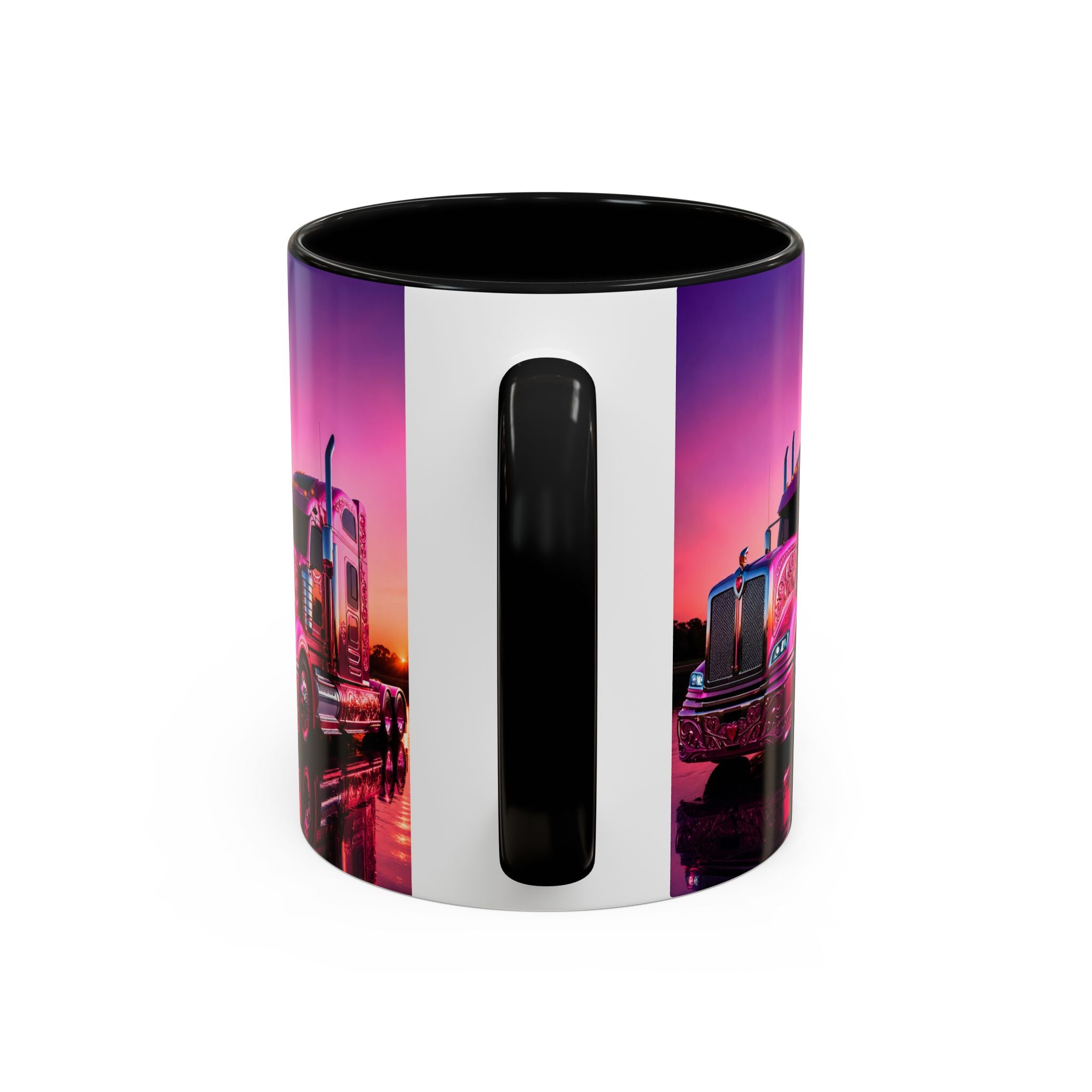 Accent Coffee Mug - "The Boss Behind the Wheel's Boss" Pink Semi Truck Driver Coffee Mug