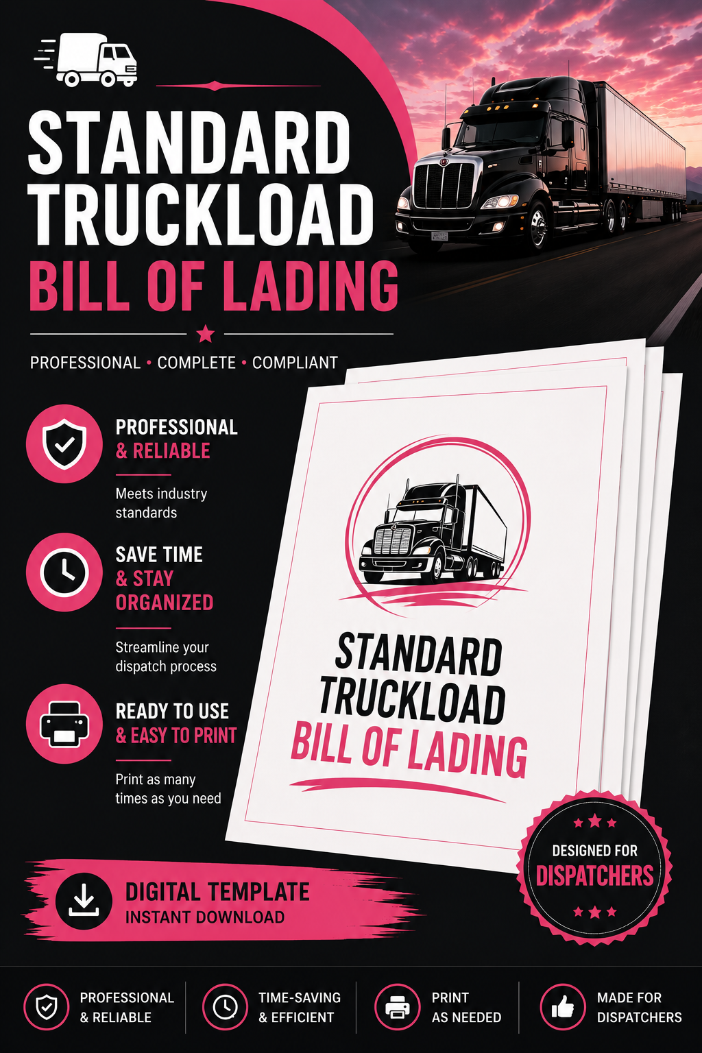 🚛 Standard Truckload Bill of Lading Template