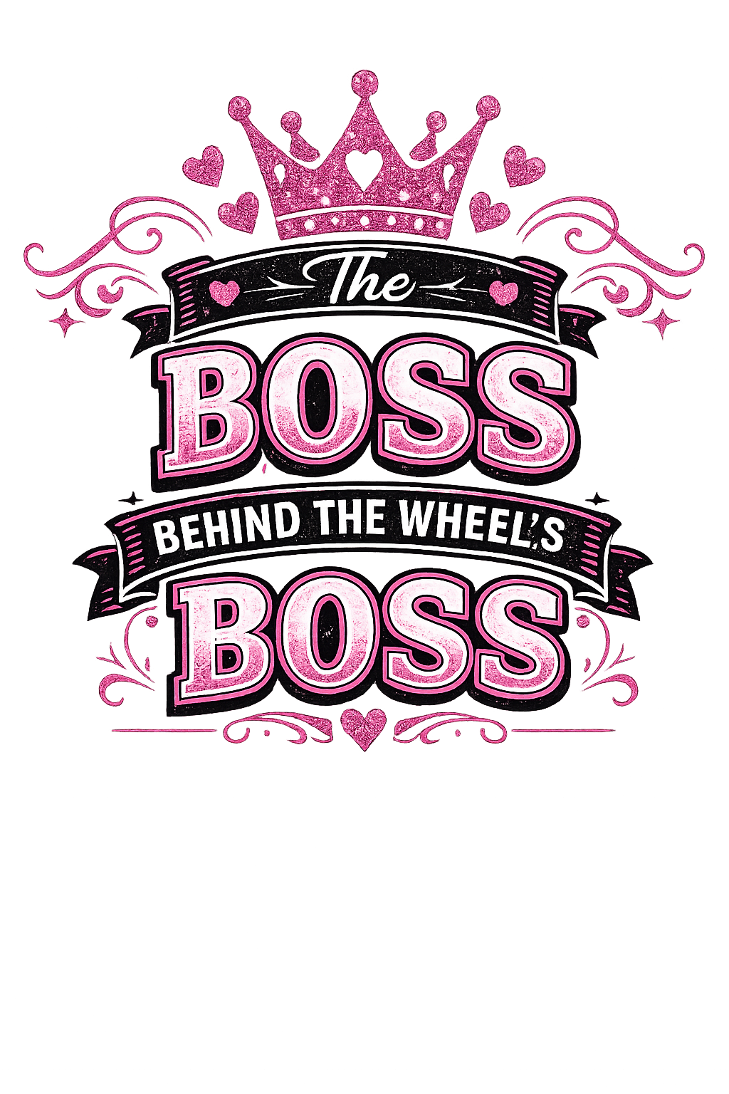 The Boss Behind the Wheel Tee — Women's Pink Crown Driving Shirt
