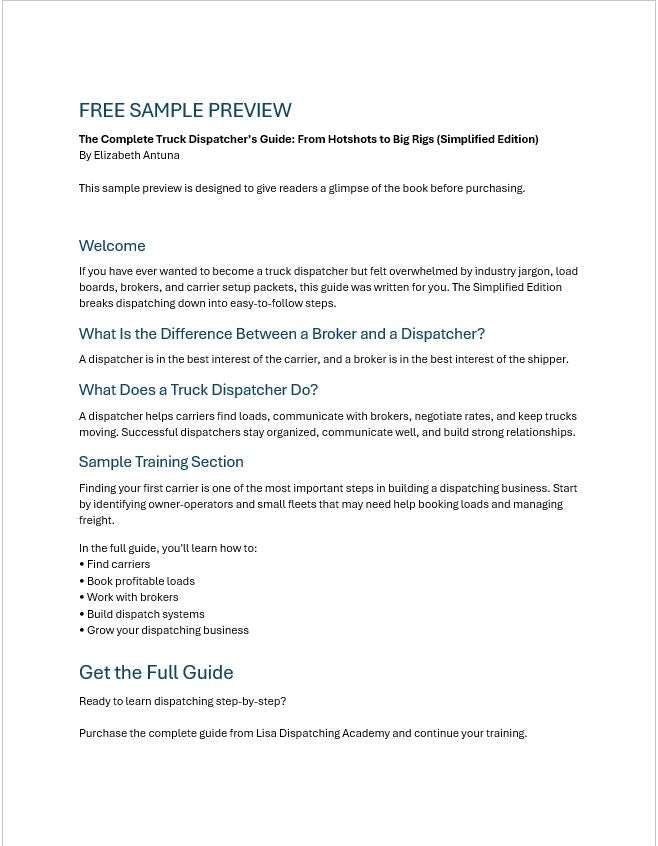 The Complete Truck Dispatcher's Guide: From Hotshots to Big Rigs (Simplified Edition)